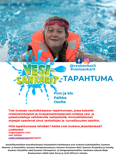 Mainos Vesisankarit-tapahtumaan.